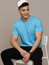 Blue Seamless Crew Neck T-shirt