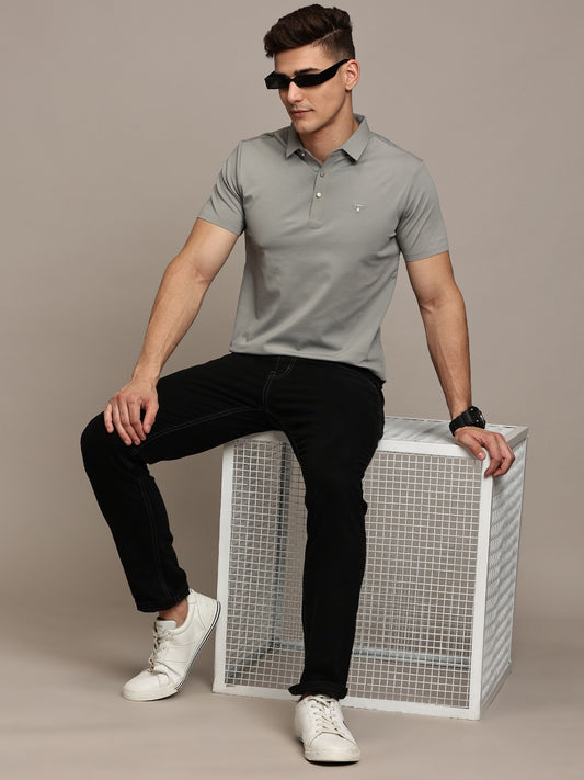 Giza Cotton Grey Polo T-Shirt