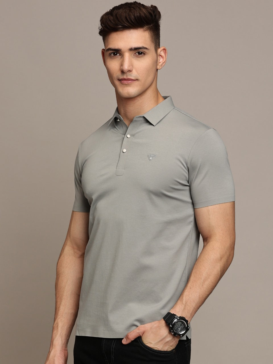 Giza Cotton Grey Polo T-Shirt
