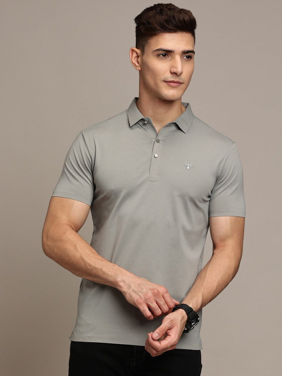 Giza Cotton Grey Polo T-Shirt