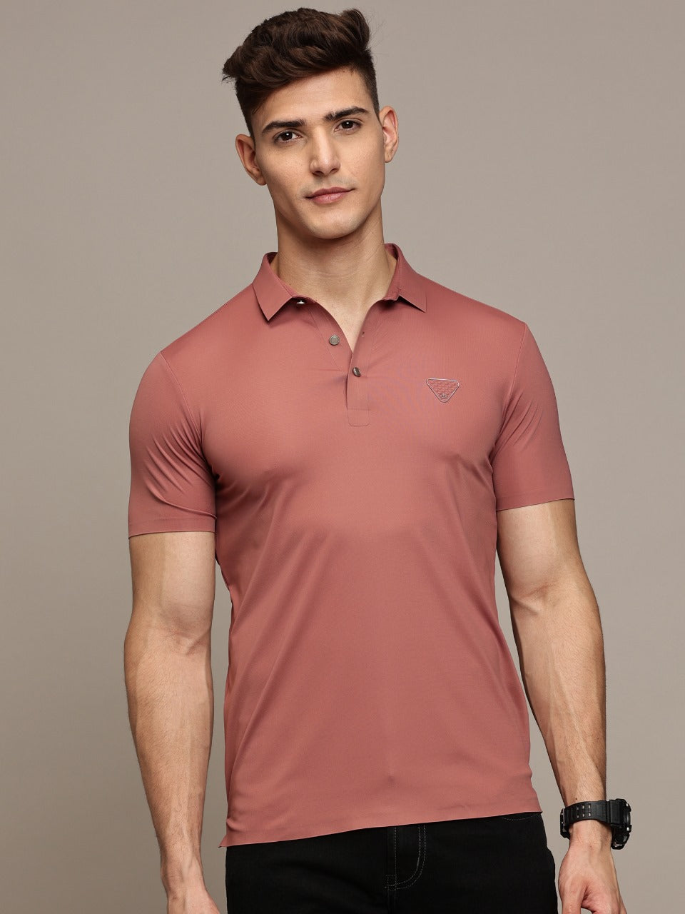 Dusty Pink Testured Polo Tshirt