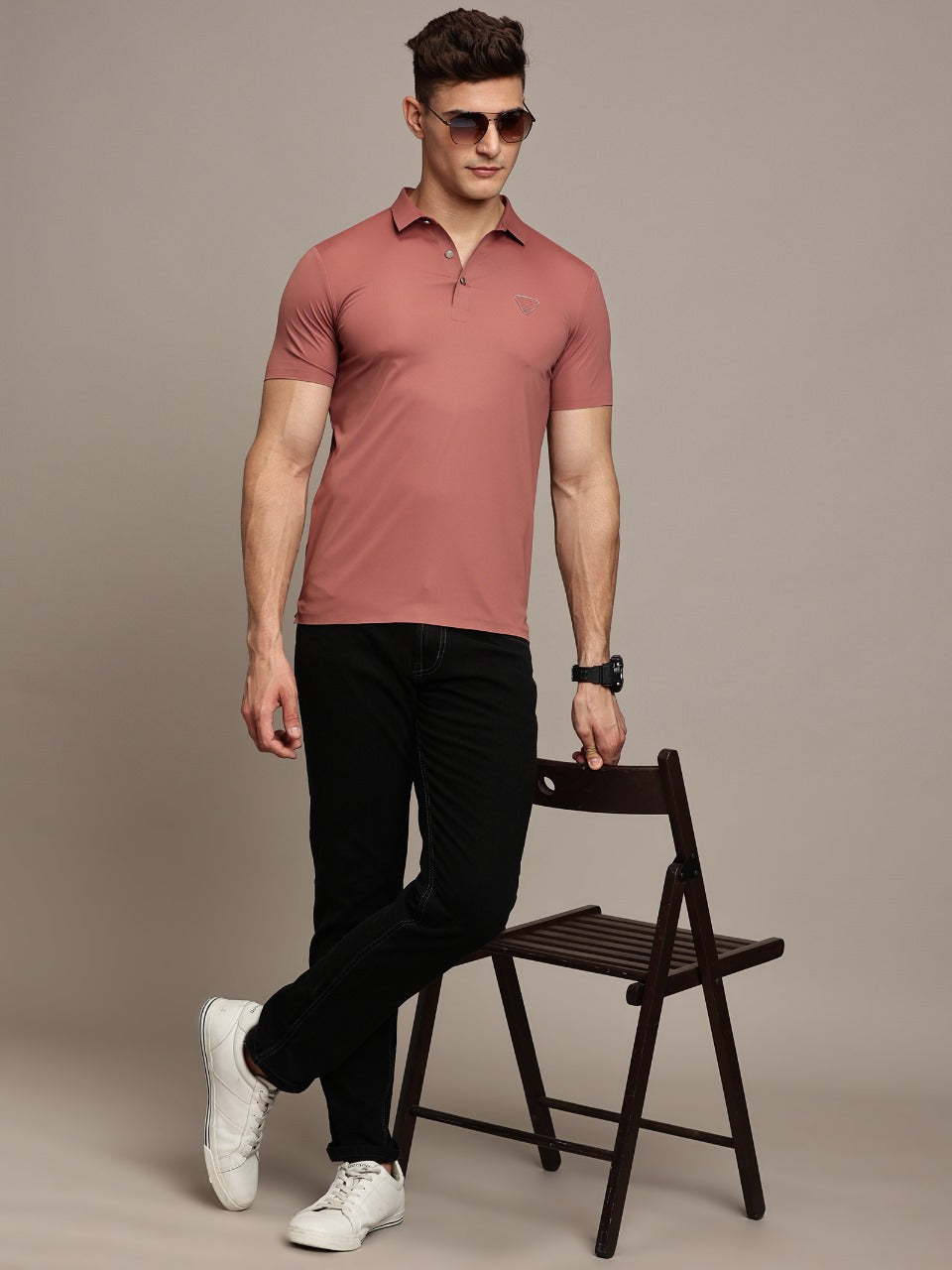 Dusty Pink Testured Polo Tshirt