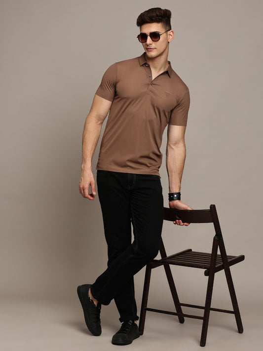 Brown Fine Textured Polo Tshirt