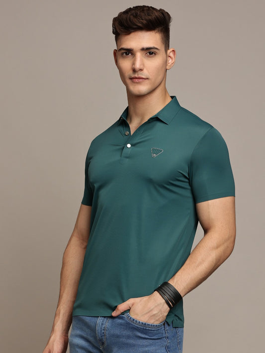 Olive Fine Testured Polo Tshirt