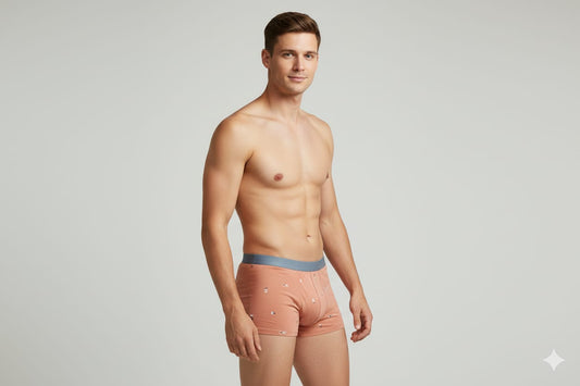 Men's Peach/Coral Printed Trunks – Breathable Cotton Trunks