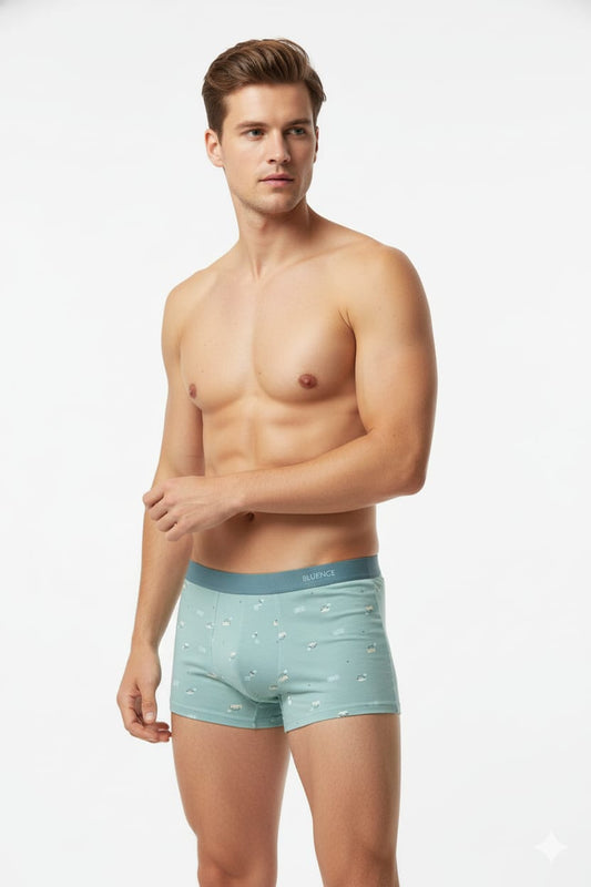 Men's Mint Green Printed Trunks – Elastic Waistband Boxer Briefs