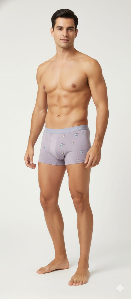 Men's Lavender Printed Trunks – Soft Cotton Blend Boxer Briefs
