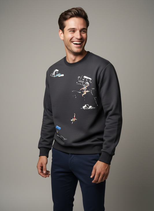 Black Embroidered Sweatshirt