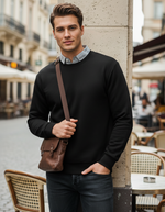 Black Sweatshirt with Striped Shirt