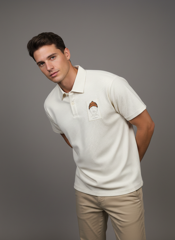 Beige Patch Polo Tshirt