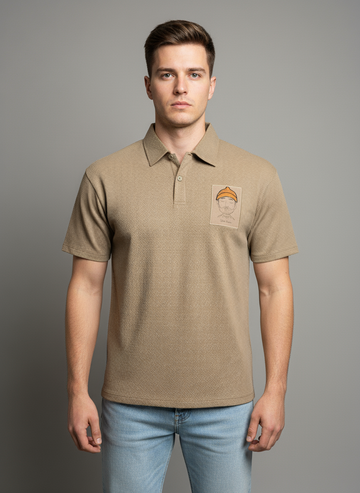 Khakhi Patch Polo Tshirt