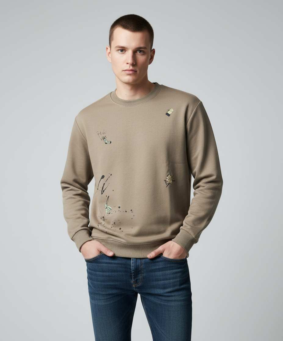 Khakhi emroidered Sweatshirt