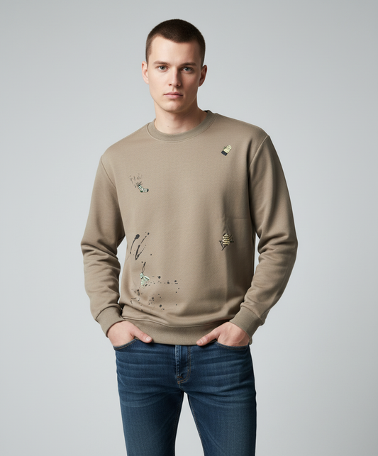 Khakhi emroidered Sweatshirt