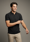 Black Textured Seamless Polo Tshirt