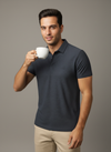 Navy blue Textured Polo Tshirt