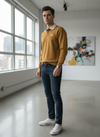 Mustard Sweatshirt Contrast Collar