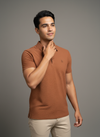 Rust Textured Seamless Polo Tshirt