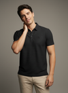 Black Textured Seamless Polo Tshirt