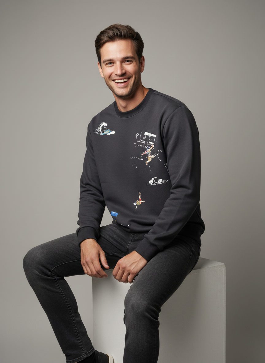Black Embroidered Sweatshirt