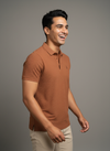Rust Textured Seamless Polo Tshirt