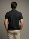 Black Textured Seamless Polo Tshirt