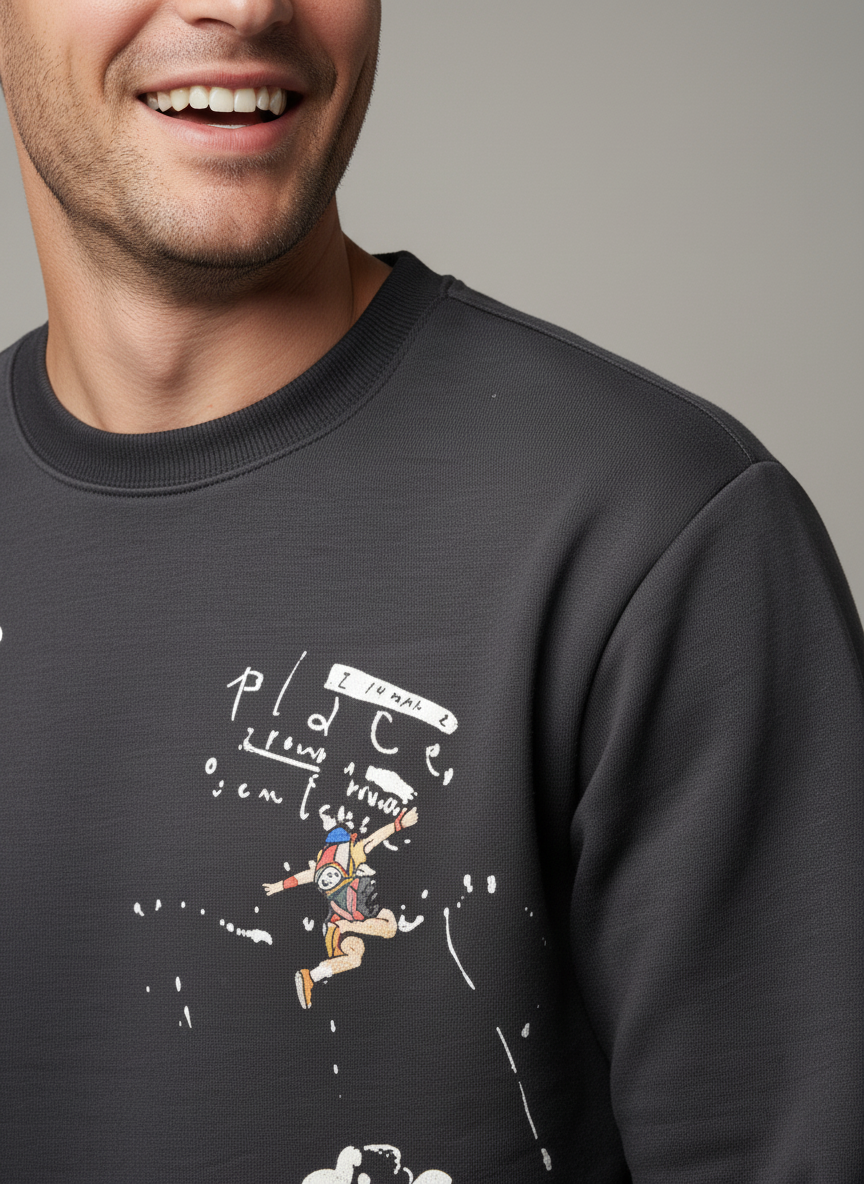 Black Embroidered Sweatshirt
