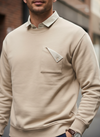 Beige Sweatshirt with Striped Shirt